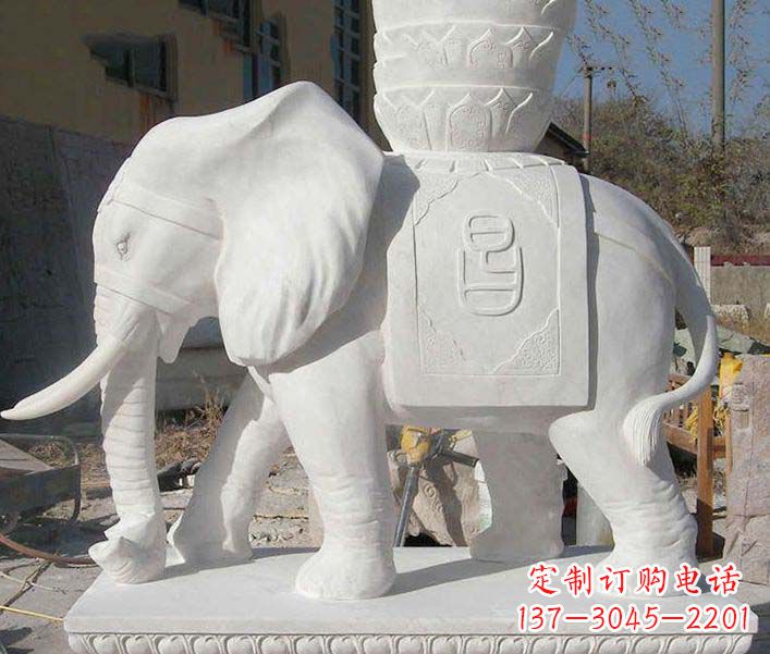 益阳大型汉白玉招财大象石雕