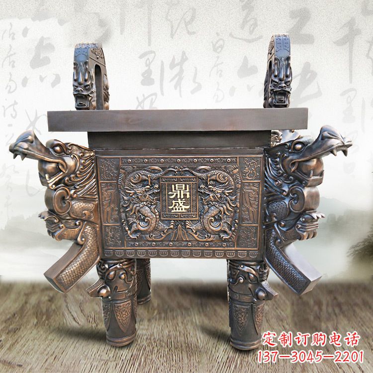 益阳典雅双龙四龙铜鼎雕塑