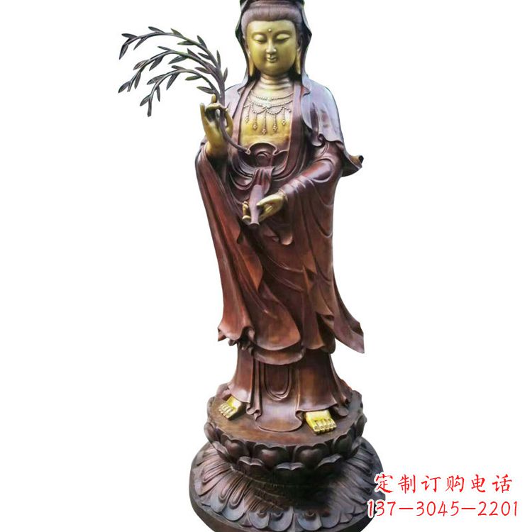 益阳高贵优雅的观音铜雕塑