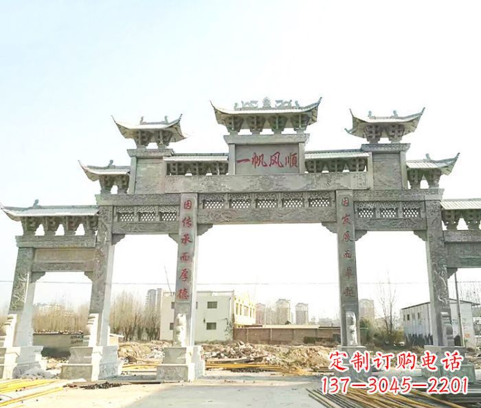 益阳大型五门石雕牌楼 (3)