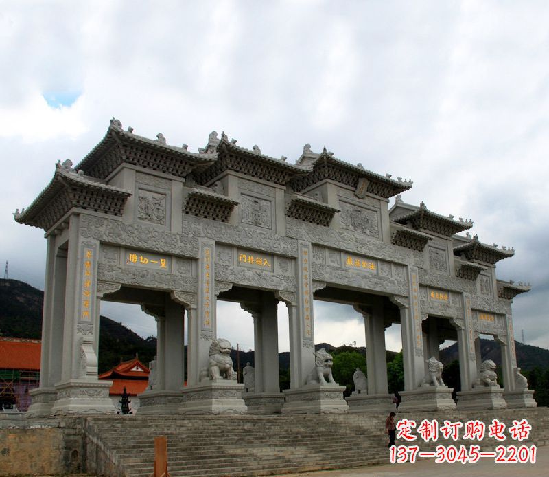 益阳具有传统文化特色的大型五门石雕牌楼雕塑