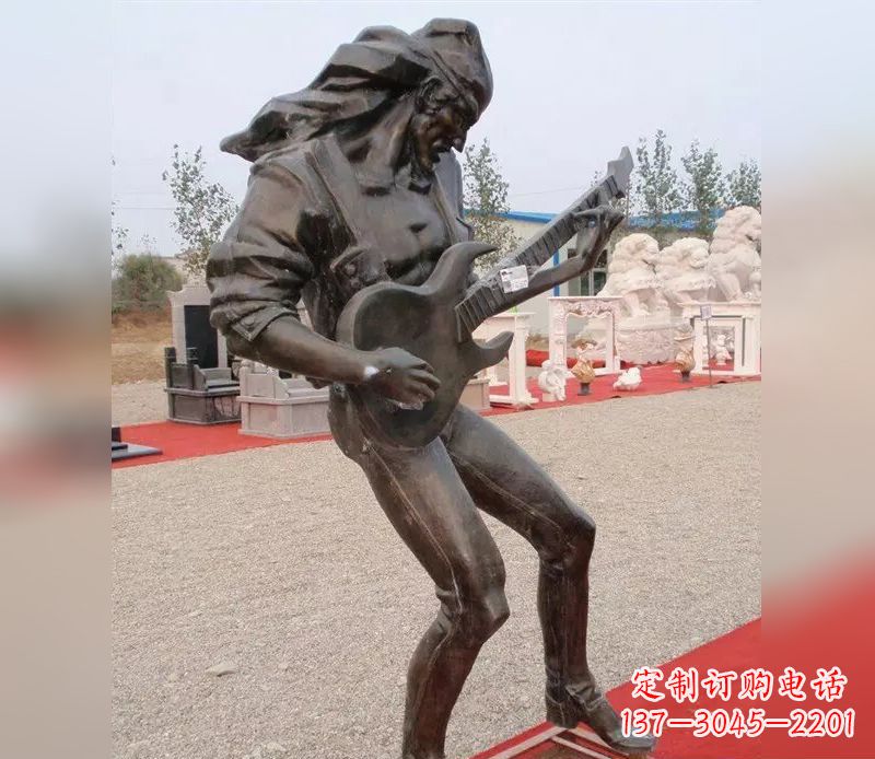 益阳弹吉他广场小品人物铜雕