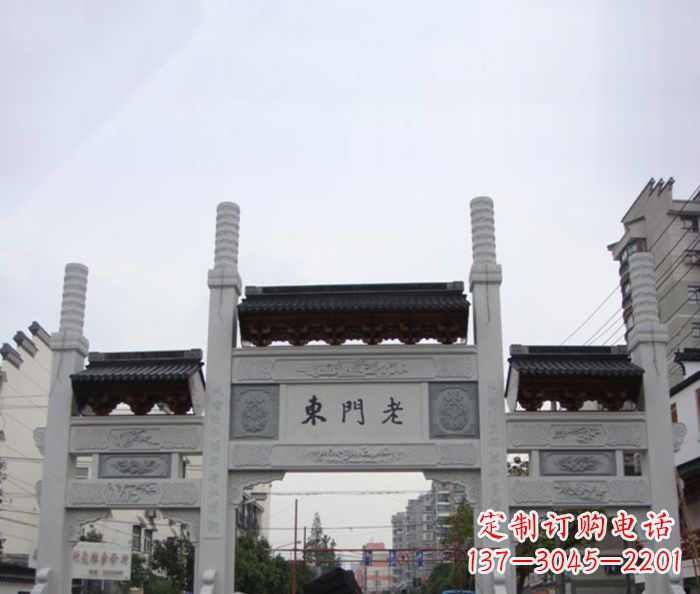 益阳精美三门石牌坊雕塑