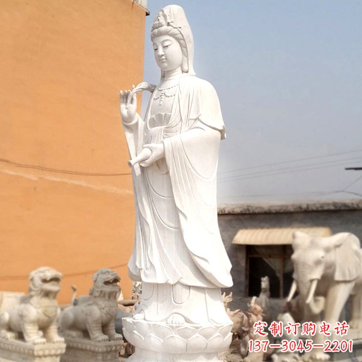 益阳滴水观音汉白玉石雕佛像