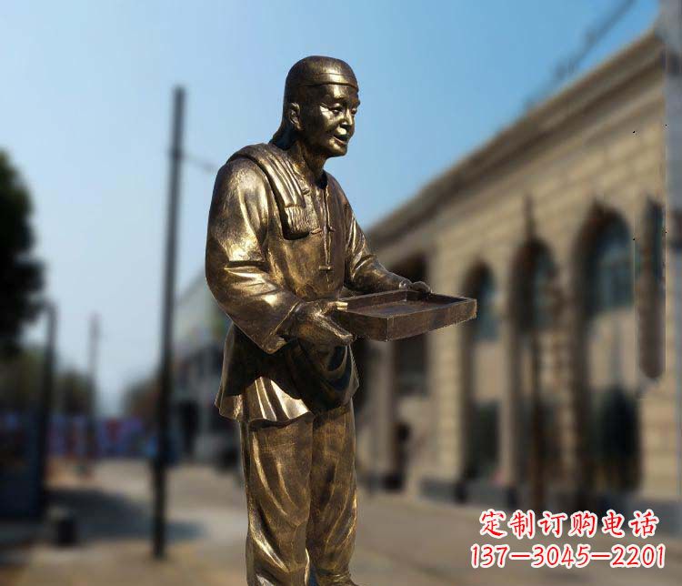 益阳古典神秘的店小二人物铜雕