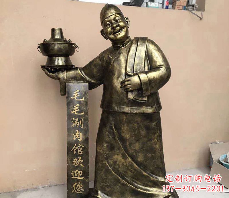 益阳店小二铜雕——精致细腻的艺术之美