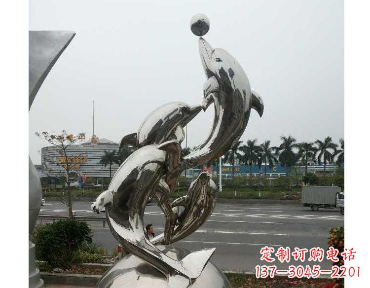 益阳海豚精美不锈钢雕塑