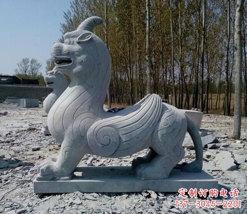 益阳独角兽雕塑,神兽石雕带你穿越回古老神话中