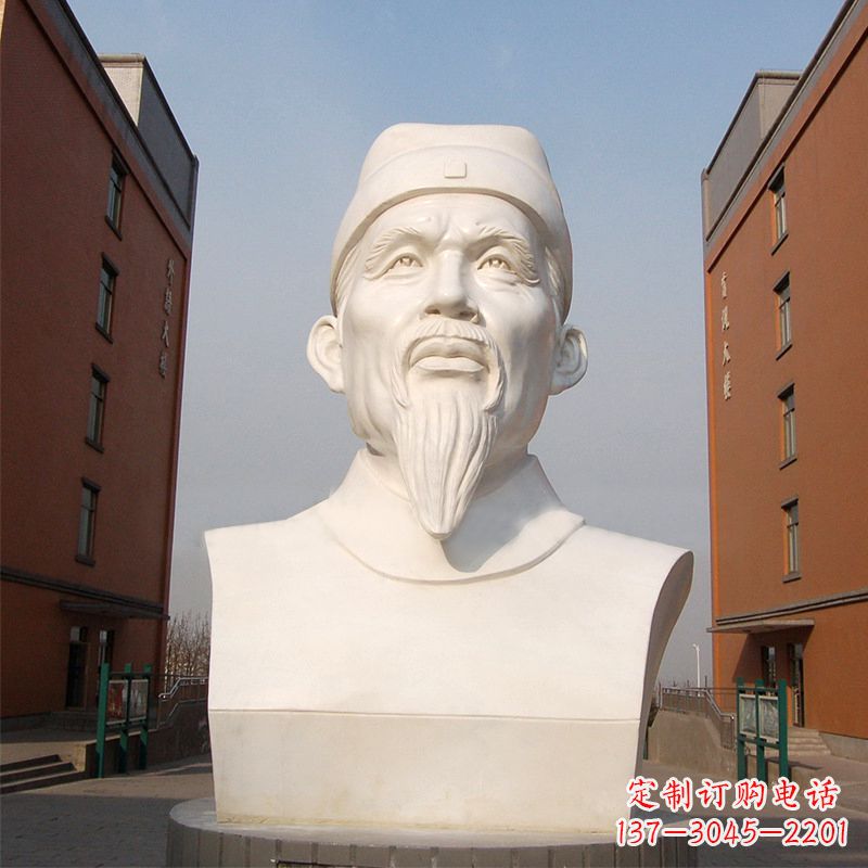 益阳杜甫石雕像-学校校园历史名人唐代著名诗人头像