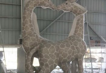 益阳大理石艺术精美长颈鹿雕塑