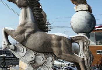 益阳大理石马踏祥云雕塑