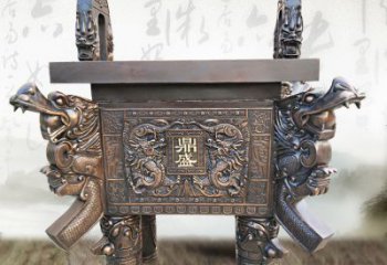 益阳典雅双龙四龙铜鼎雕塑