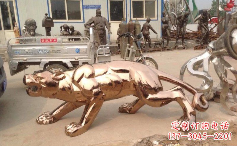 益阳精美不锈钢豹子雕塑