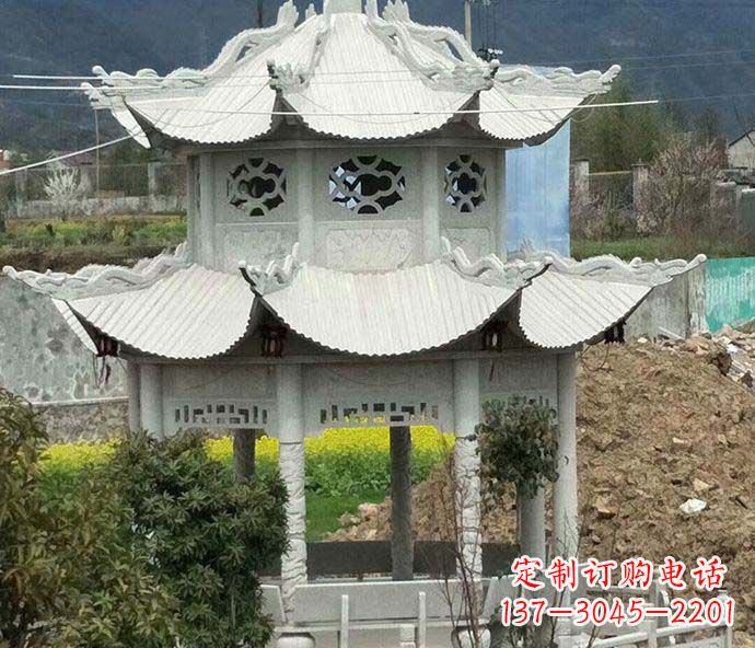 益阳多层仿古凉亭石雕 (2)