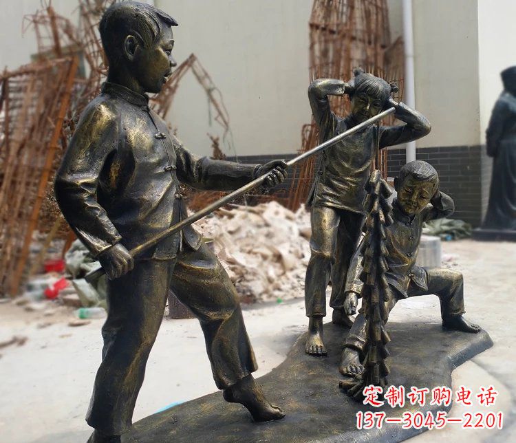 益阳儿童放鞭炮庭院景观铜雕塑