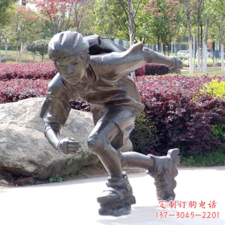 益阳精致童话,铜雕刻儿童滑旱冰园人物情景