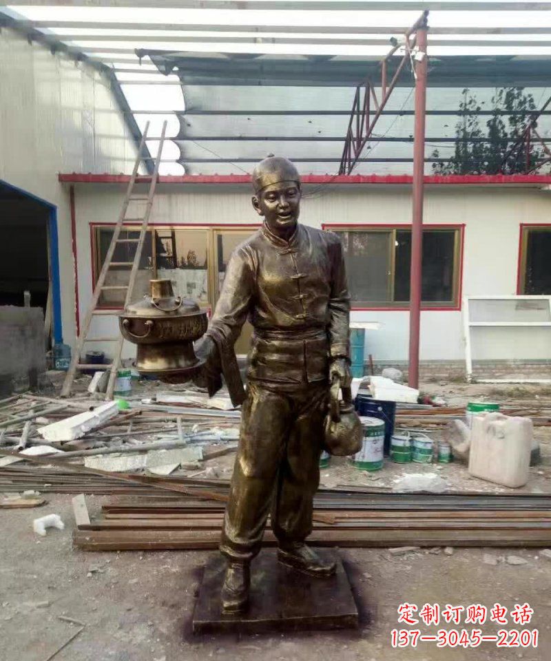 益阳饭店门口店小二人物铜雕 (2)