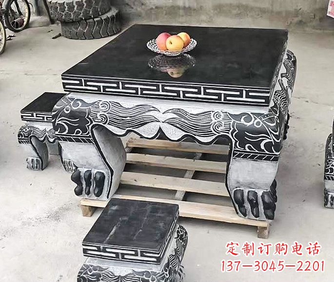 益阳中领雕塑方形仿古石桌凳