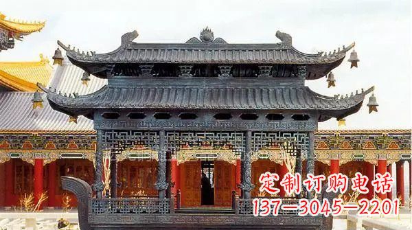 益阳方形寺庙香炉铜雕塑
