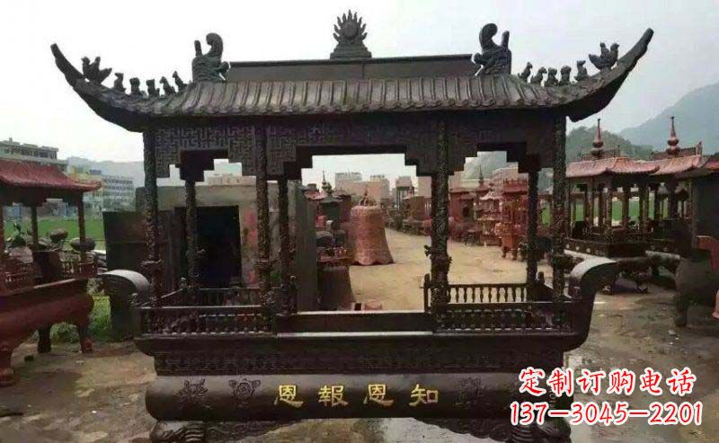 益阳精美方形寺庙铜香炉雕塑