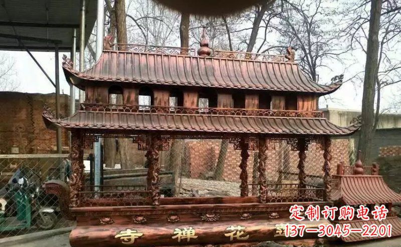 益阳方形寺庙香炉铜雕
