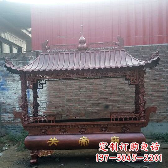益阳方形香炉铜雕塑,精美香炉雕塑