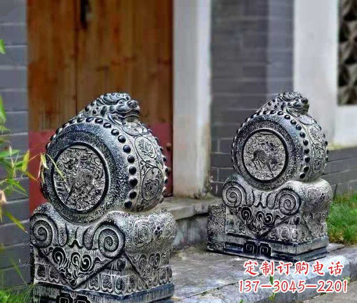 益阳精美仿古抱鼓石门墩雕塑