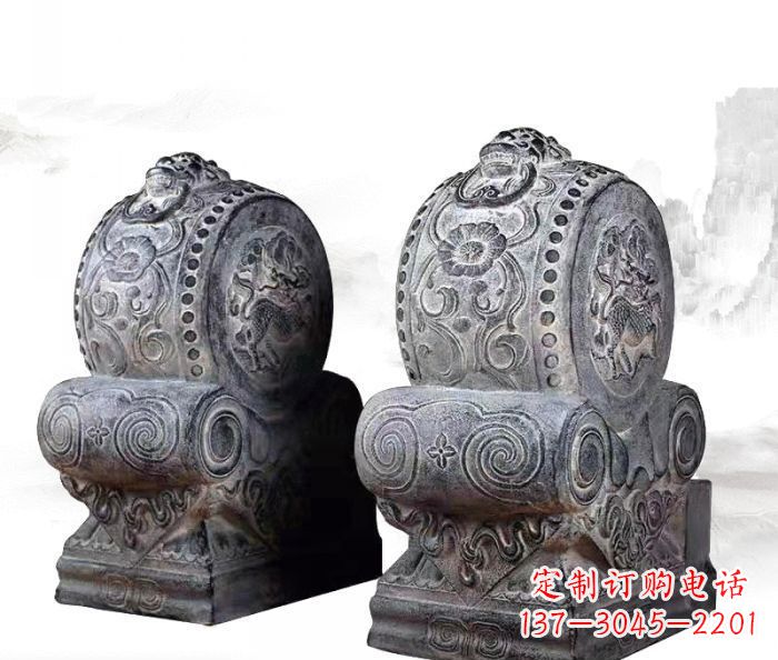 益阳仿古抱鼓石门墩雕塑