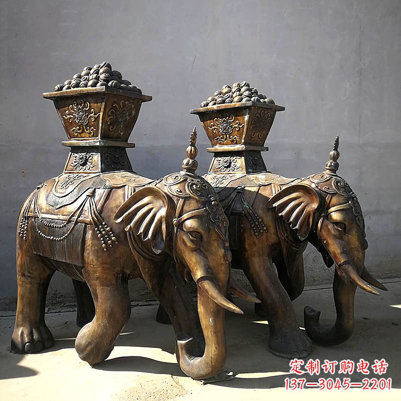 益阳中领雕塑-传承传统,大象铜雕精美古典