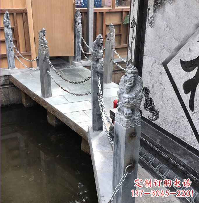 益阳典雅传统的仿古胡人拴马石栏杆雕塑