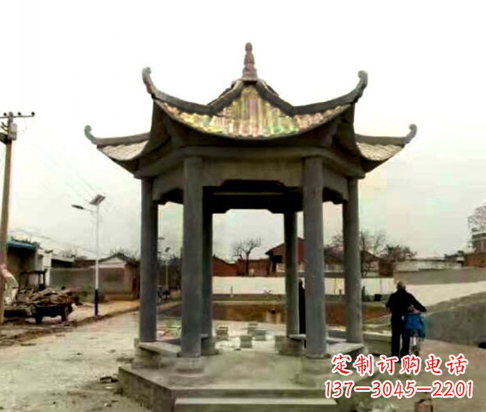 益阳仿古六角凉亭石雕 (3)