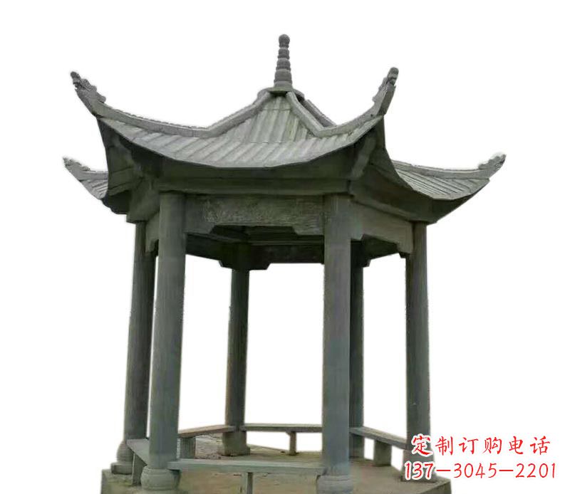 益阳仿古六角凉亭石雕 (2)
