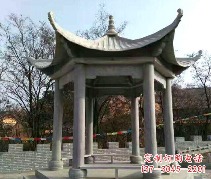 益阳仿古六角凉亭石雕 (4)