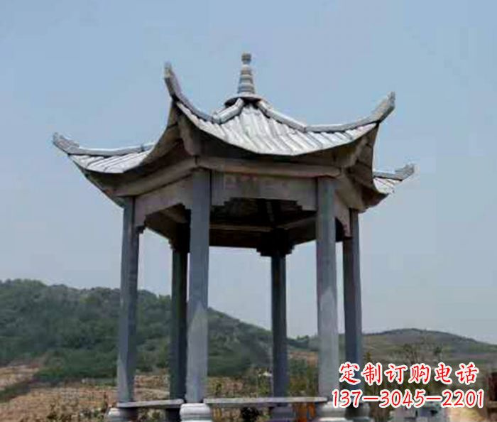 益阳仿古六角凉亭石雕 (5)