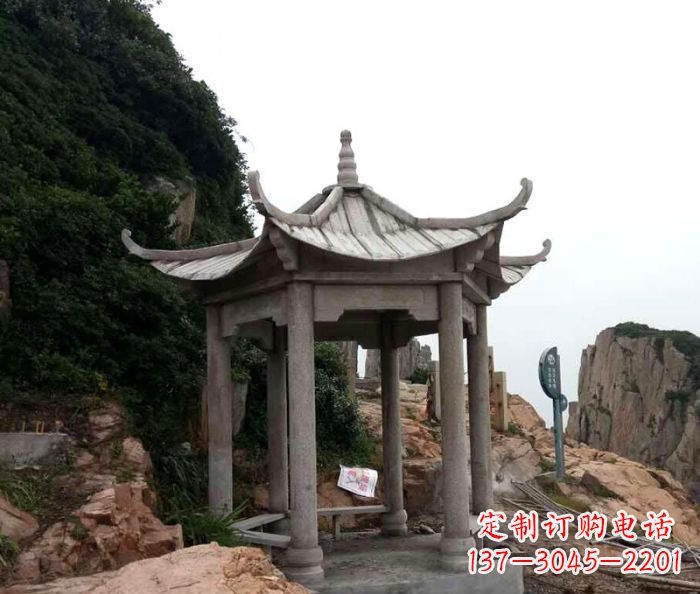 益阳仿古六角凉亭石雕 (7)