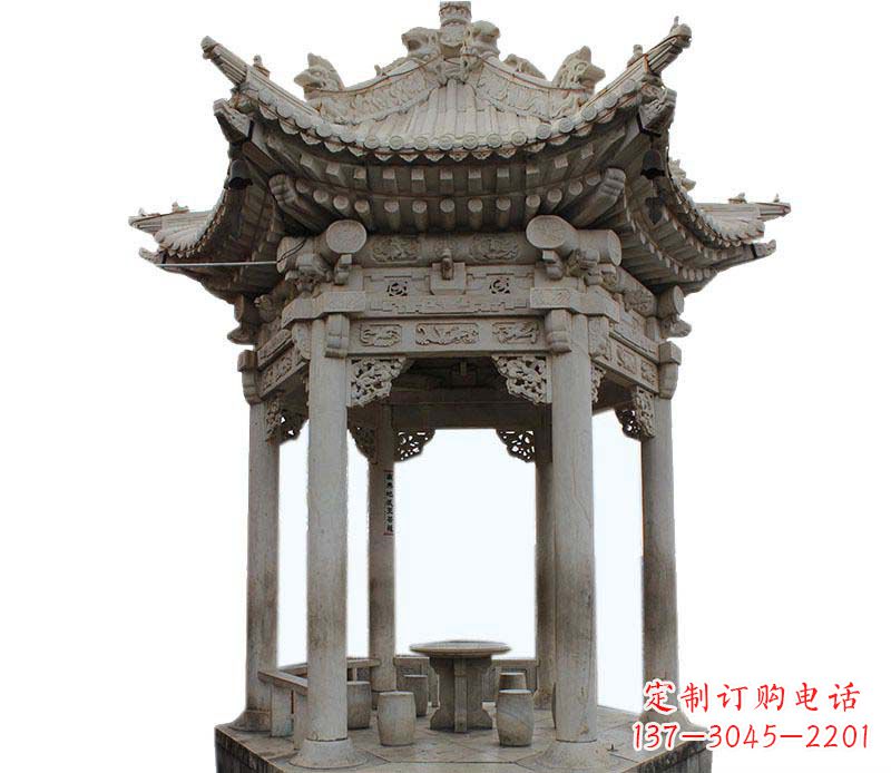 益阳精美仿古六角凉亭石雕