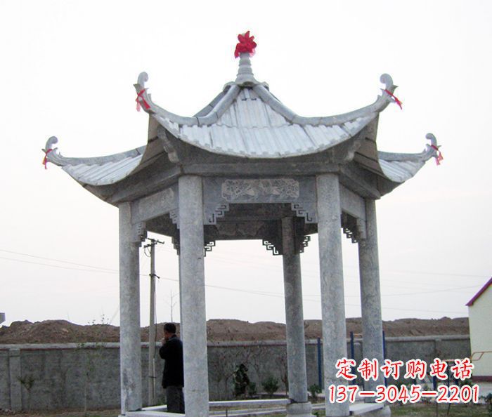 益阳仿古六角石凉亭雕塑