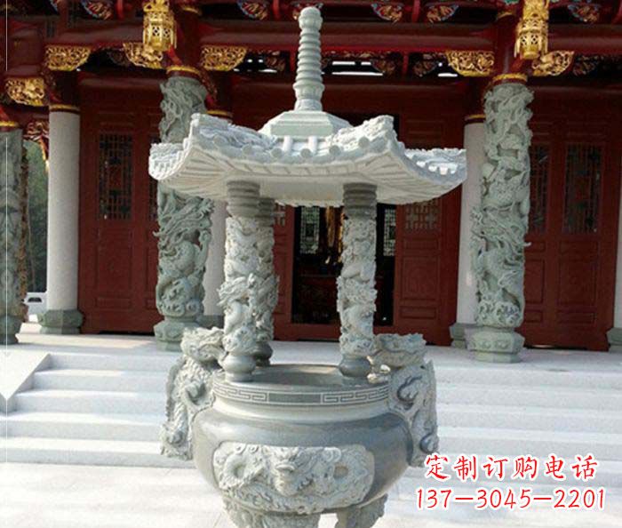 益阳仿古龙浮雕寺庙石香炉