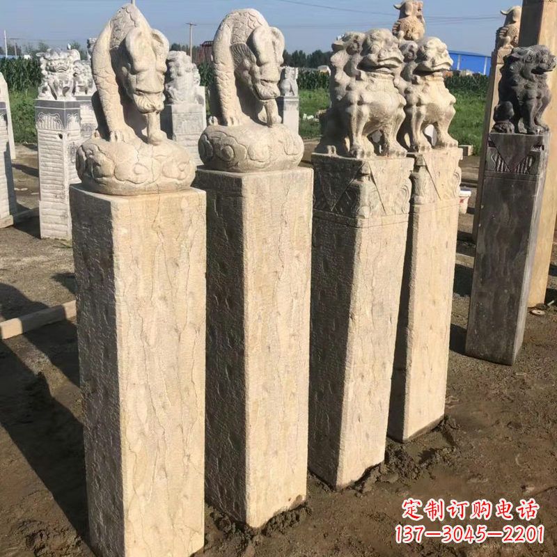 益阳仿古麒麟貔貅马柱雕塑