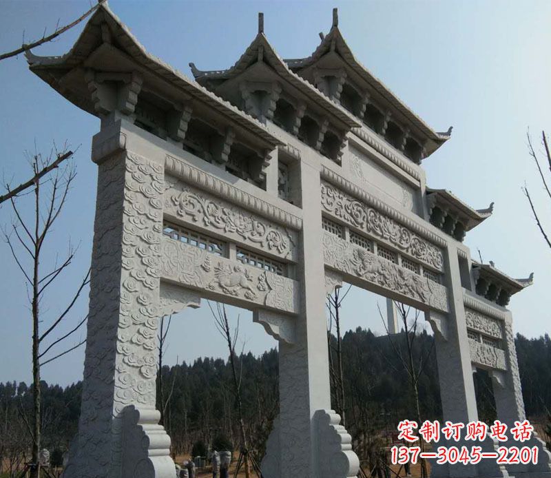 益阳仿古三门牌坊景观石雕