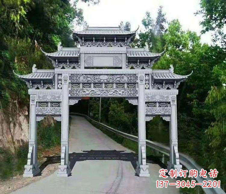 益阳仿古三门牌坊石雕