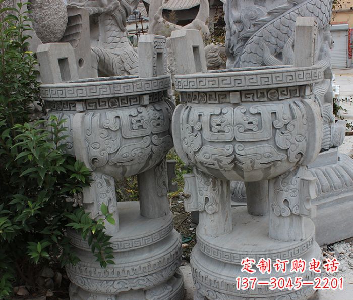 益阳仿古三足香炉石雕 (3)