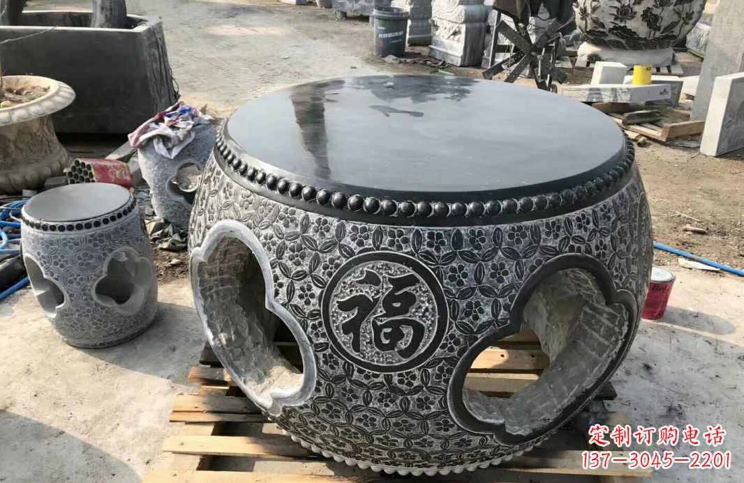 益阳中领雕塑 | 精美仿古石桌凳雕塑
