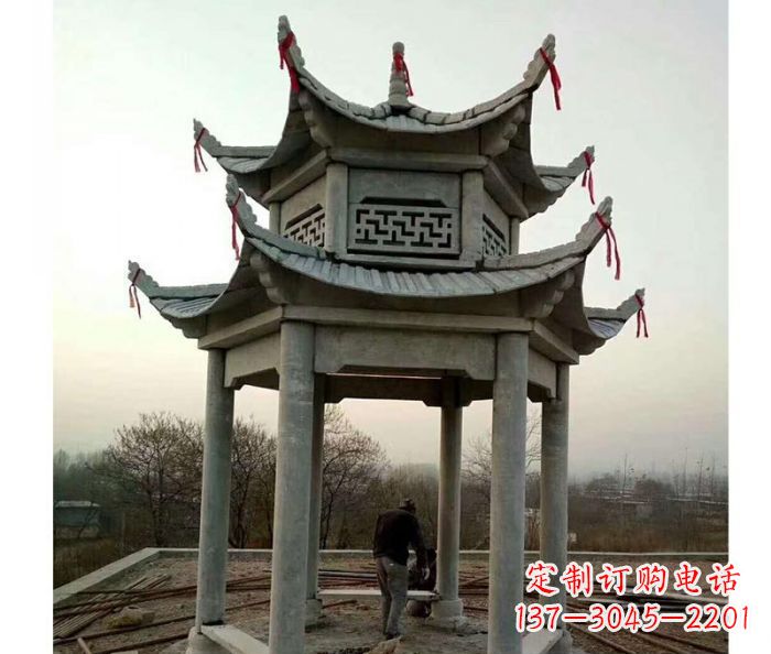 益阳仿古双层石雕凉亭