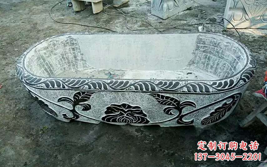 益阳风格独特的仿古石头水缸雕塑
