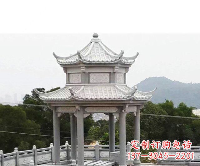 益阳仿古双层石雕凉亭