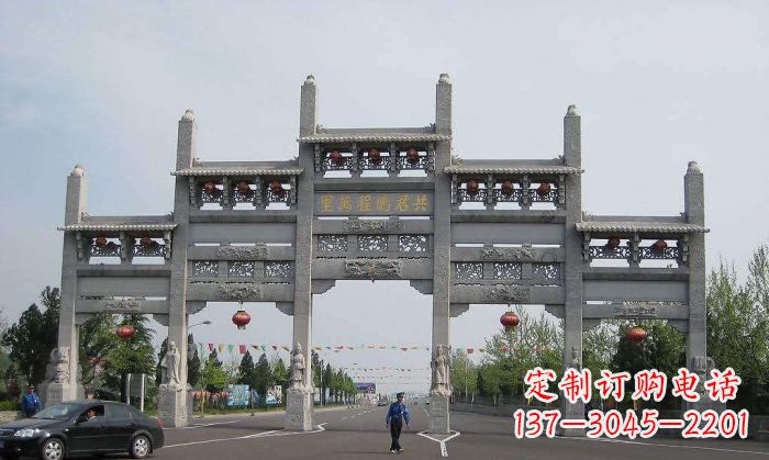 益阳仿古五门石雕牌坊 (2)