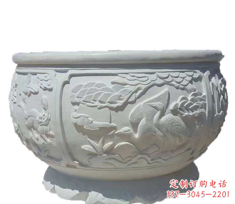 益阳精美仿古鱼缸石雕花盆雕塑