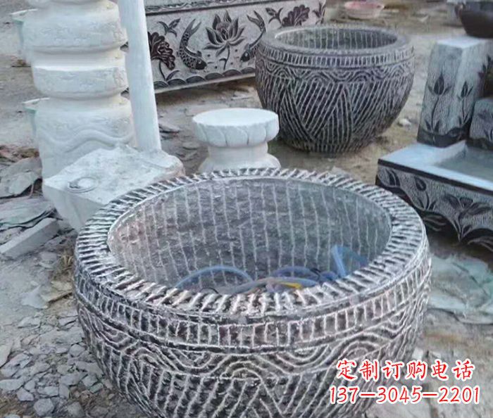 益阳精美仿古石雕水缸