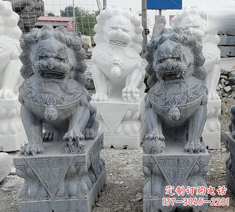益阳仿古做旧青石雕刻的狮子